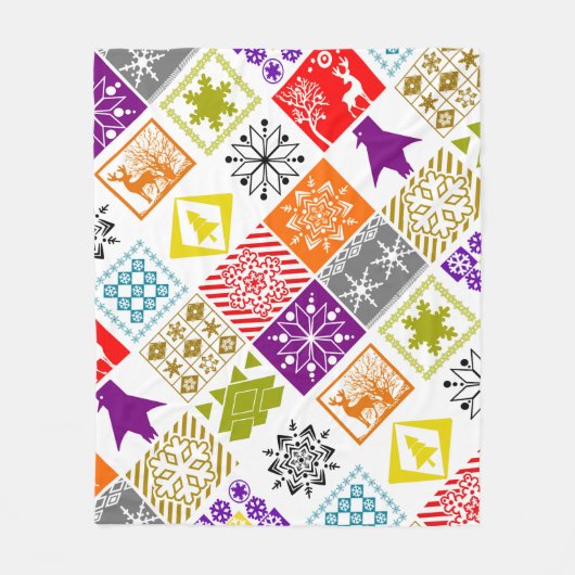 Meerkleurige Kerstmis Fleece Deken (Voorkant)
