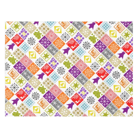 Meerkleurige Kerstmis Tafelkleed (Voorkant (Horizontaal))