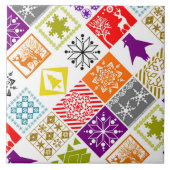 Meerkleurige Kerstmis Tegeltje (Voorkant)