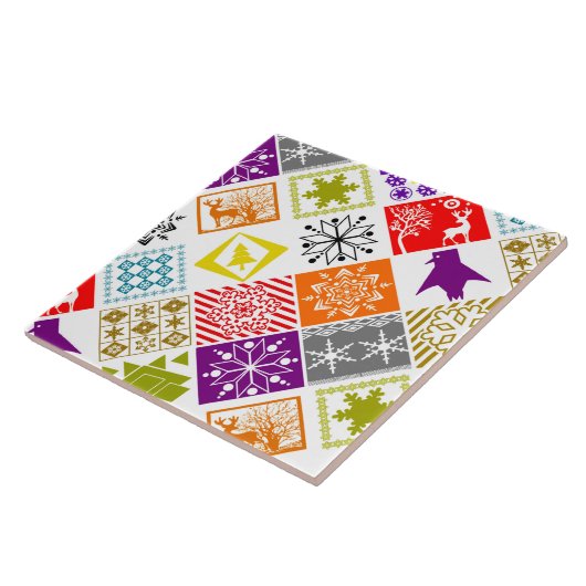 Meerkleurige Kerstmis Tegeltje (Zijkant)