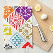 Meerkleurige Kerstmis Theedoek (Quarter Fold)