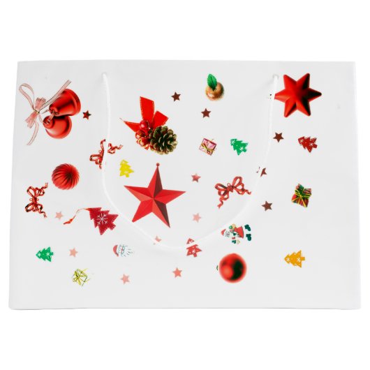 Meerkleurige kerstrode versieringen groot cadeauzakje (Voorkant)