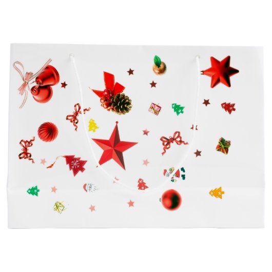 Meerkleurige kerstrode versieringen groot cadeauzakje (Achterkant)