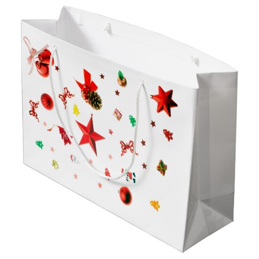 Meerkleurige kerstrode versieringen groot cadeauzakje (Achterkant Gekanteld)