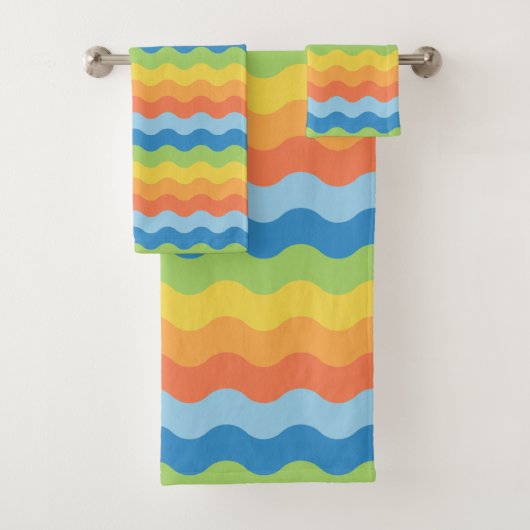 Meerkleurige keukenset van Waves Pattern Bath Bad Handdoek (Insitu)
