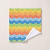 Meerkleurige keukenset van Waves Pattern Bath Bad Handdoek (Wasdoekje)