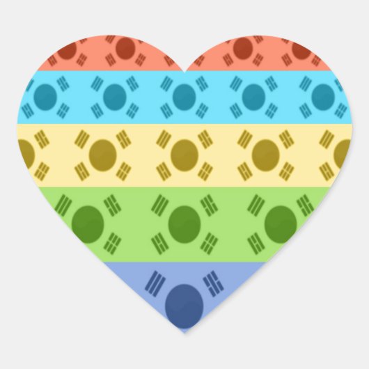 Meerkleurige Koreaanse vlag Art Print Hart Sticker (Voorkant)