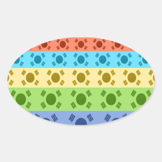 Meerkleurige Koreaanse vlag Art Print Ovale Sticker (Voorkant)