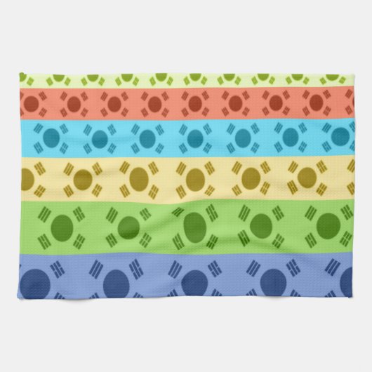 Meerkleurige Koreaanse vlag Art Print Theedoek (Horizontaal)