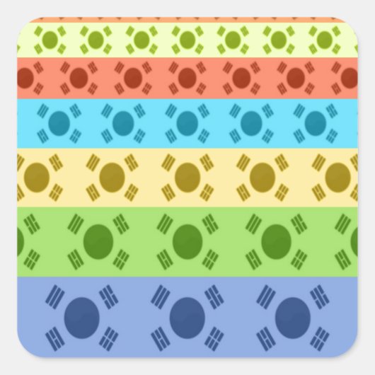 Meerkleurige Koreaanse vlag Art Print Vierkante Sticker (Voorkant)