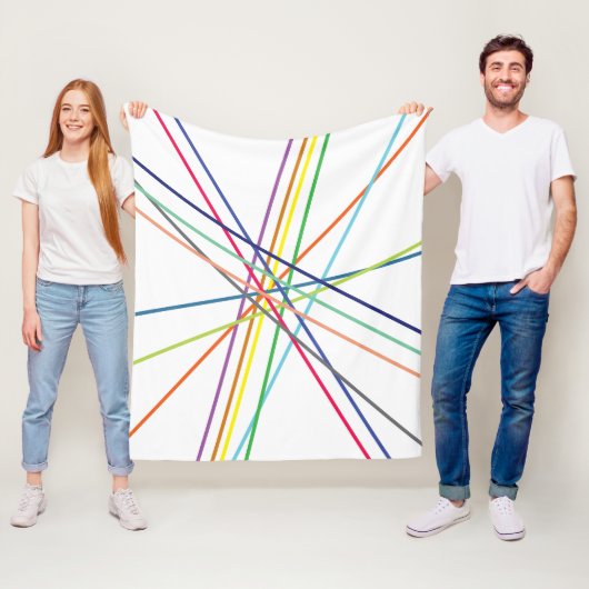 Meerkleurige kruisende lijnen fleece deken (In situ)