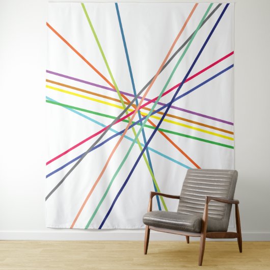 Meerkleurige kruisende lijnen wandkleed (In situ)