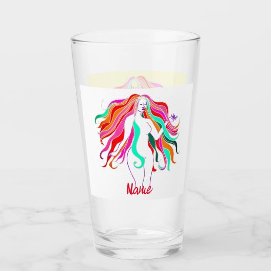 Meerkleurige, langharige godin Thunder_Cove Glas (Voorkant)