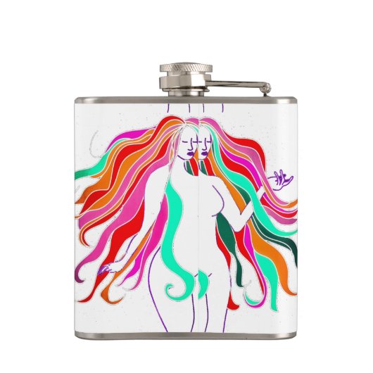 Meerkleurige, langharige godin Thunder_Cove Heupfles (Achterkant)