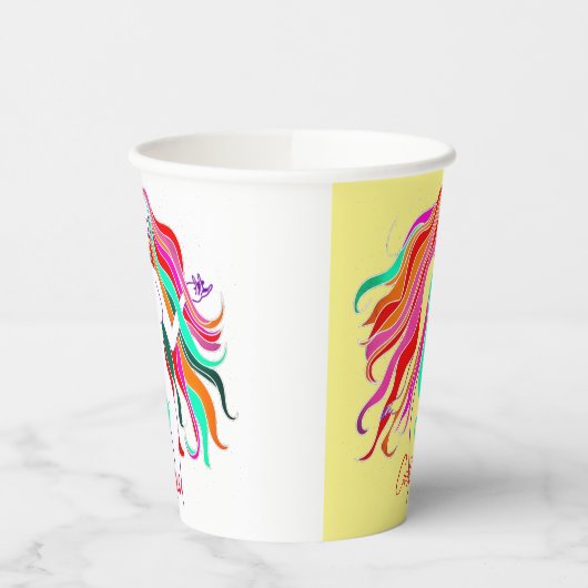 Meerkleurige, langharige godin Thunder_Cove Papieren Bekers (Links)