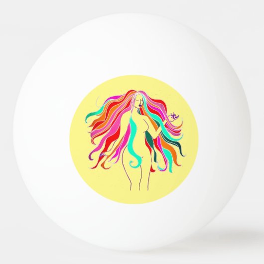 Meerkleurige, langharige godin Thunder_Cove Pingpongbal (Achterkant)