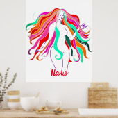 Meerkleurige, langharige godin Thunder_Cove Poster (Keuken)