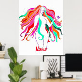 Meerkleurige, langharige godin Thunder_Cove Poster (Thuiskantoor)