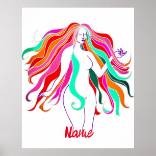 Meerkleurige, langharige godin Thunder_Cove Poster