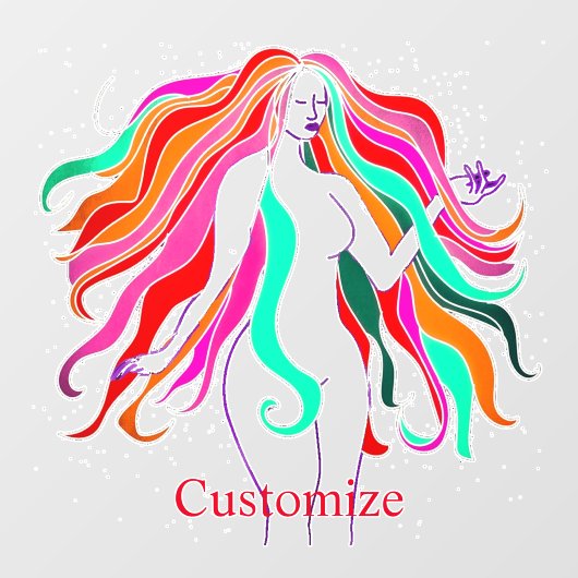 Meerkleurige, langharige godin Thunder_Cove Raamsticker (Vel)