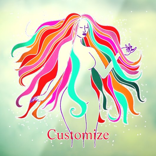 Meerkleurige, langharige godin Thunder_Cove Raamsticker (Vel 3)