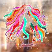 Meerkleurige, langharige godin Thunder_Cove Raamsticker (Vel 2)