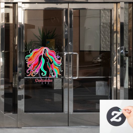 Meerkleurige, langharige godin Thunder_Cove Raamsticker (Kantoordeur)