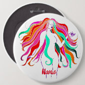 Meerkleurige, langharige godin Thunder_Cove Ronde Button 6,0 Cm (Voorkant /achterkant)