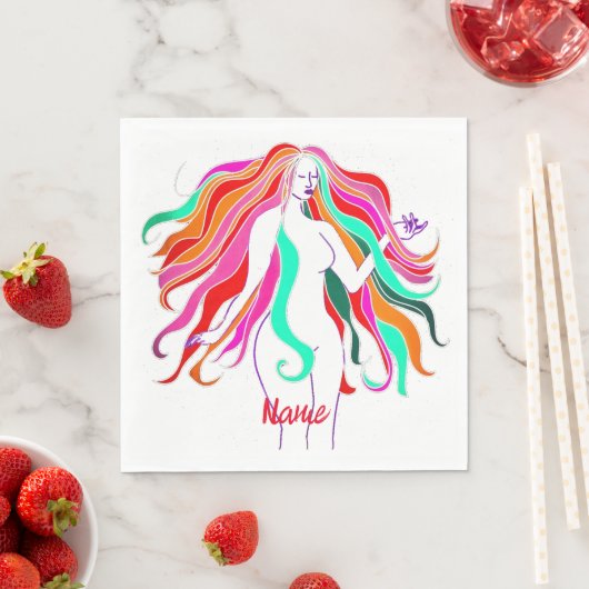 Meerkleurige, langharige godin Thunder_Cove Servet (Insitu)