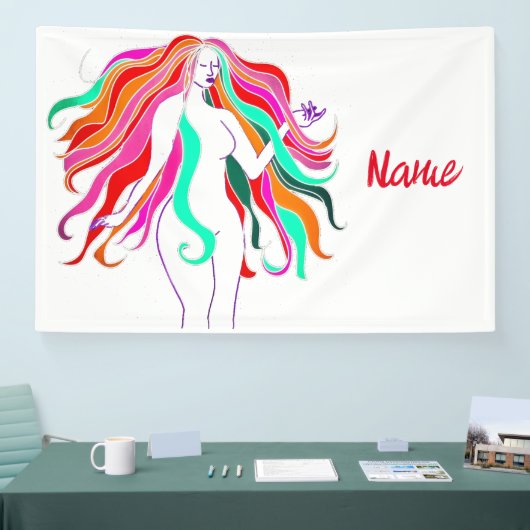 Meerkleurige, langharige godin Thunder_Cove Spandoek (Beurs)