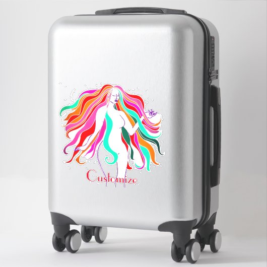 Meerkleurige, langharige godin Thunder_Cove Sticker (Koffer)