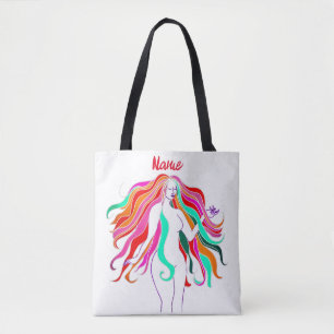 Meerkleurige, langharige godin Thunder_Cove Tote Bag