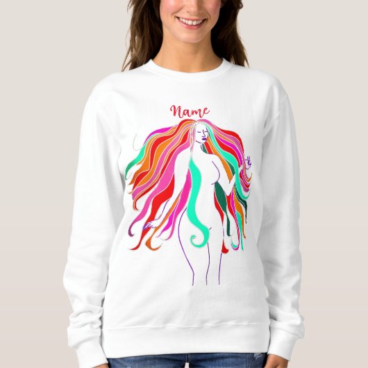 Meerkleurige, langharige godin Thunder_Cove Trui (Voorkant)