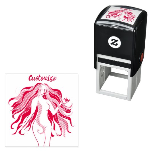 Meerkleurige, langharige godin Thunder_Cove Zelfinktende Stempel (In situ)