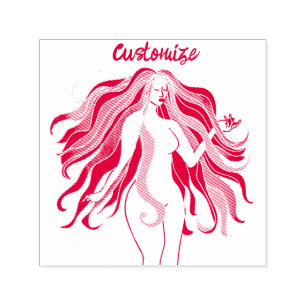 Meerkleurige, langharige godin Thunder_Cove Zelfinktende Stempel