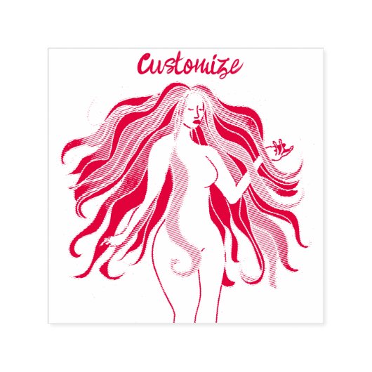 Meerkleurige, langharige godin Thunder_Cove Zelfinktende Stempel (Design)