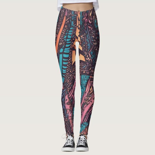 Meerkleurige Leggings met patronen (Voorkant)