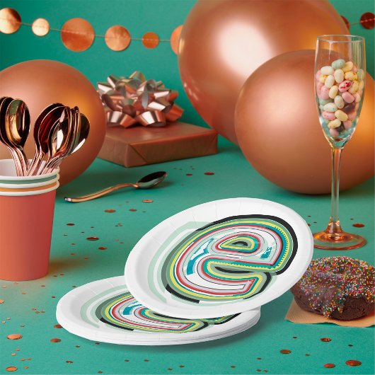 Meerkleurige letter E Abstracte moderne typografie Papieren Bordje