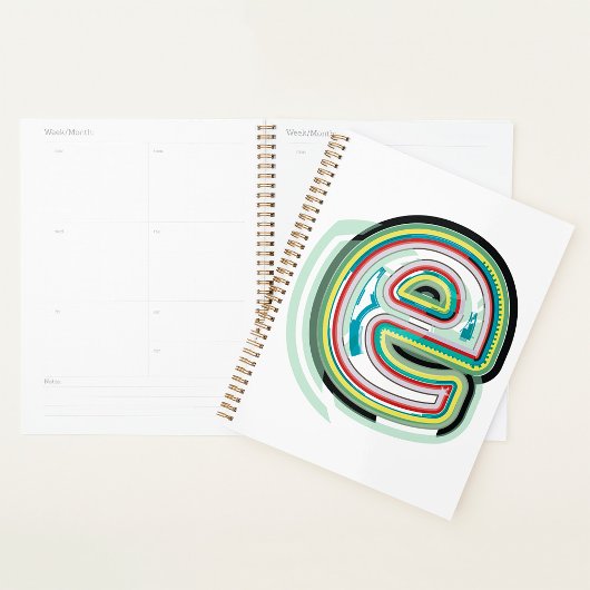 Meerkleurige letter E Abstracte moderne typografie Planner