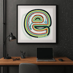 Meerkleurige letter E Abstracte moderne typografie Poster