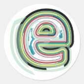 Meerkleurige letter E Abstracte moderne typografie Ronde Sticker (Voorkant)