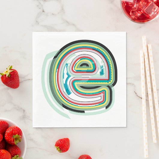 Meerkleurige letter E Abstracte moderne typografie Servet