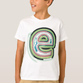 Meerkleurige letter E Abstracte moderne typografie T-shirt (Voorkant)
