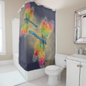 Meerkleurige libellen douchegordijn (In situ)