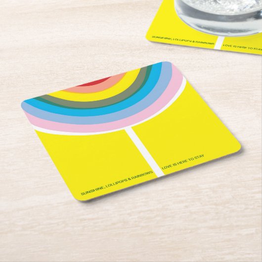 Meerkleurige "Liefde is hier om te blijven" onderz Kartonnen Onderzetters (Schuin)