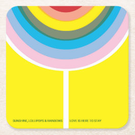 Meerkleurige "Liefde is hier om te blijven" onderz Kartonnen Onderzetters