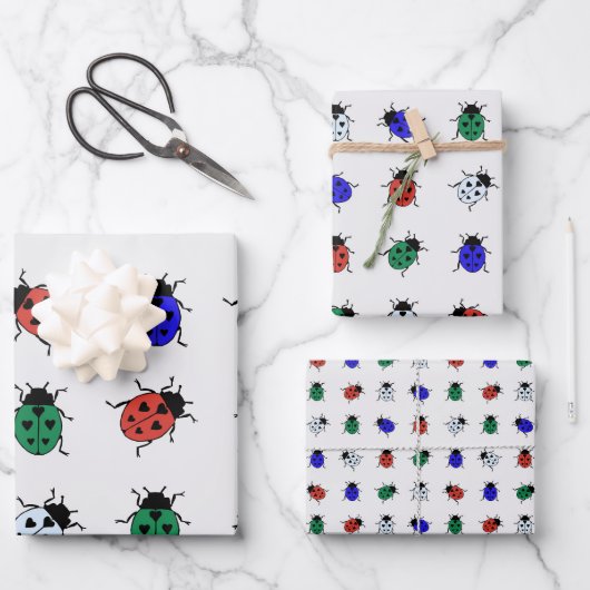 Meerkleurige lieveheersbeestjes inpakpapier vel (Voorkant)