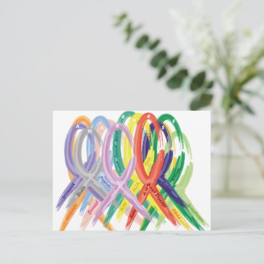 Meerkleurige linten voor Bewustheid Briefkaart (Staand voorkant)