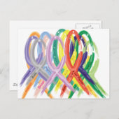 Meerkleurige linten voor Bewustheid Briefkaart (Voorkant / Achterkant)