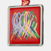 Meerkleurige linten voor Bewustmakingsversiering Metalen Ornament (Links)